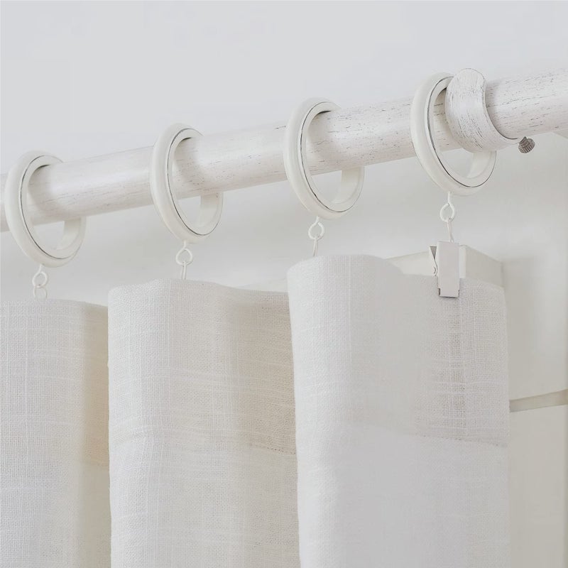 MODE Farmhouse Collection Beveled Curtain Clip Rings, Set of 14 Curtain Rings with Clips, Fits MODE Farmhouse Curtain Rod Sets, 1 3/4â€, Weathered White - Image 3